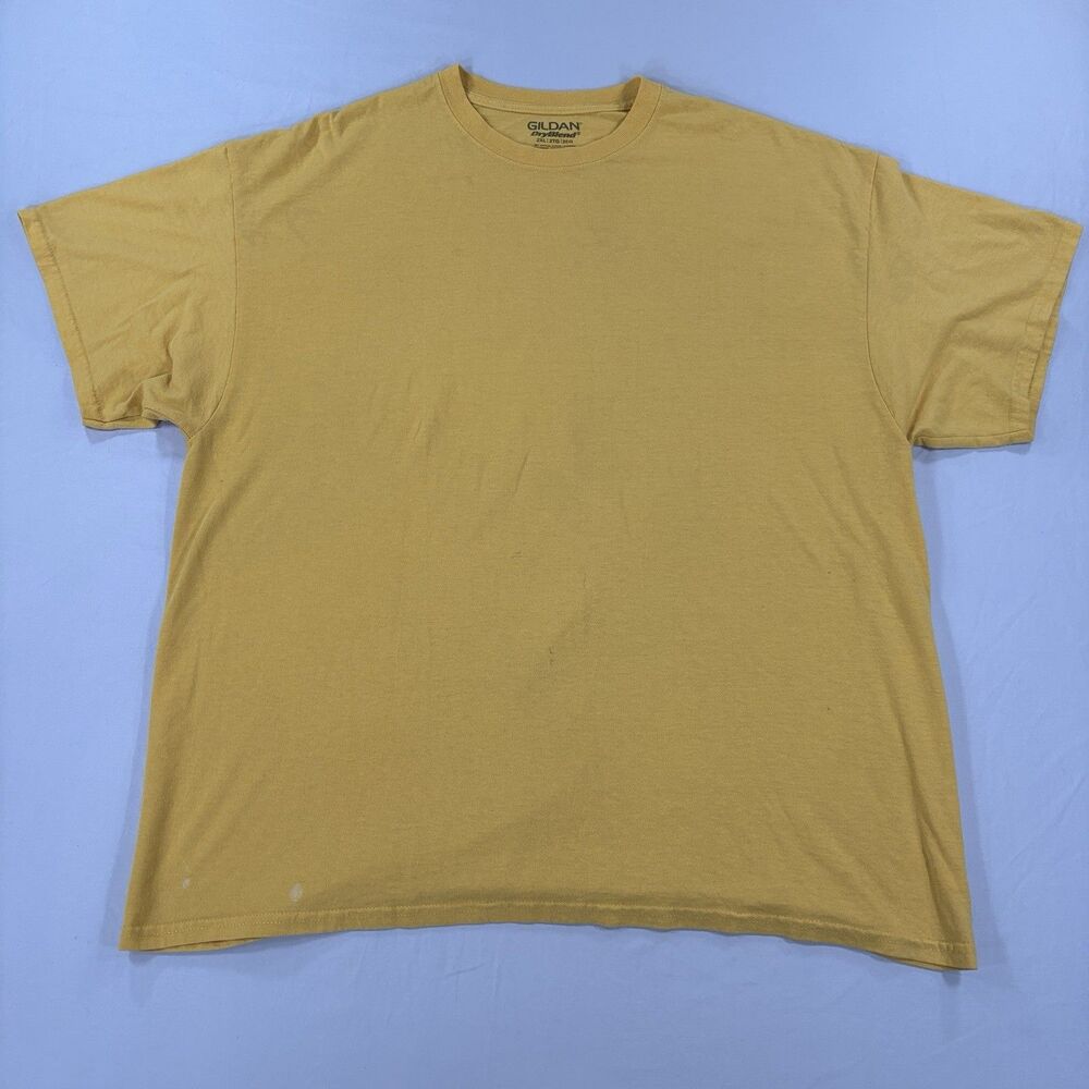 Vintage Yellow Men T-Shirt Gildan DryBlend Size 2XL